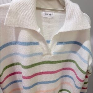 Women's Striped Sweater - White with Multicolor Stripes